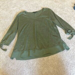 Army green blouse with tie sleeves